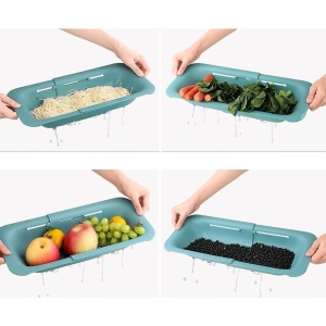 Cos pentru Scurgere Chiuveta de Bucatarie, Flippy, Plastic, Telescopic, 36x20x5 cm, Verde - Img 4