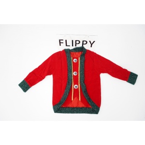 Costum Craciun, Flippy, Spiridus, rosu-verde, 7 - 9 ani, catifea - Img 2