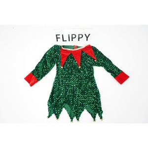 Costum Craciun, Flippy, Spiridus, rosu-verde, 7 - 9 ani, catifea - Img 2