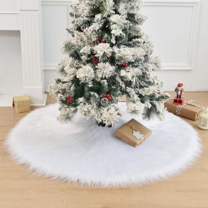 Covor pentru bradul de Craciun White Haipai, diametru 90 cm, blana cu o grosime 2.5 - 3 cm, alb - Img 8