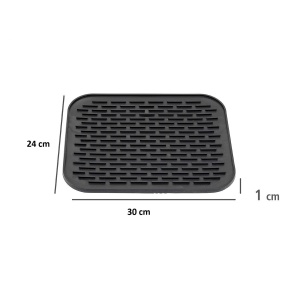 Covoras din Silicon pentru Scurgere Vase, Flippy, Uz Casnic, Rezistent la Temperaturi Ridicate, Izolator, 30x24 cm, Negru - Img 2
