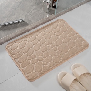 Covoras pentru Baie Antiderapant, Flippy, Uscare Rapida, Model 3D Piatra, 40x60 cm, Bej - Img 10