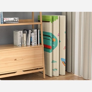 Covoras pentru Copii, Flippy, cu 2 Fete, Model Casute in Copaci/Iepurasi, din XPE+PE, Impermeabil, Antiderapant, Protectie Termica, +3 Luni, Pliabil, 150 x 200 x 1.5 cm, Multicolor - Img 6