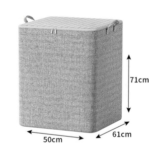 Cutie de Depozitare cu Fermoar, Flippy, Pliabila, Maner Ranforsat, Fermoar Rezistent, pentru Haine, Paturi, Plapumi, Perne, Lenjerii de Pat, Jucarii, 61x50x71 cm, 210 Litri, Gri - Img 3