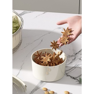 Cutie de Depozitare pentru Alimente, Flippy, cu 6 Compartimente, pentru Condimente, Fructe, Legume, cu Manere de Prindere, Rotativa 360 de Grade, Inchidere Ermetica, 32x10 cm, Alba - Img 16
