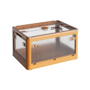 Cutie de depozitare pliabila, Flippy, Cu capac, 85 L, Plastic, 60x42x34 cm, Portocaliu - Img 7
