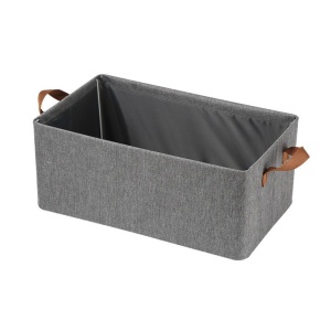 Cutie de depozitare tip cos, Flippy, textil, pliabila, 47x28x20 cm, cadru metalic, cu manere, gri - Img 10