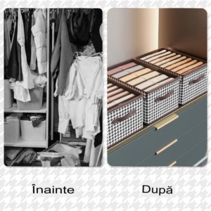 Cutie Depozitare, Flippy, Capac Transparent, Model In Carouri, Model Mediu, Maro - Img 3