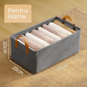 Cutie Depozitare Flippy, pentru Haine, lucruri, din Textil cu Cadru Metalic, Manere Laterale, forma Dreptunghiulara, 47 x 28 x 20 cm, volum 26 L, Gri - Img 3