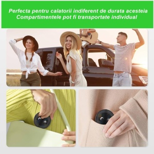 Cutie Depozitare Medicamente, Flippy, 7 Zile, 14 Compartimente, Cutie Suport, Recipiente Detasabile, Portabila, Negru, 17.5x11x9.5 cm - Img 2