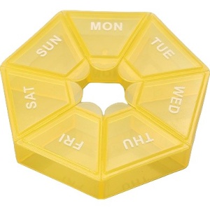 Cutie separator medicamente cu zilele saptamanii, Flippy, Plastic, 7 compartimente, Galben - Img 1