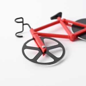 Cutit pizza creativ Flippy, in forma de bicicleta, cu suport pentru cutit, 19 x 12.5 cm, otel/PP, negru - Img 5