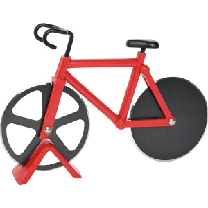 Cutit pizza creativ Flippy, in forma de bicicleta, cu suport pentru cutit, 19 x 12.5 cm, otel/PP, negru - Img 1