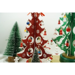 Decoratiune Craciun, Brad, Rosu/Alb, 8 cavitati cu ornamente, 18.5 cm x 33 cm, Lemn, Flippy - Img 3