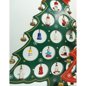 Decoratiune Craciun, Brad, Verde, 15 cavitati cu ornamente, 25.5 cm x 33 cm, Lemn, Flippy - Img 3