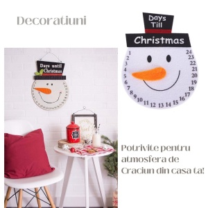 Decoratiune de Craciun Flippy, Advent calendar, numara zilele pana la Craciun, model Om de Zapada, material poliester, 17 x 13 cm, alb - Img 4