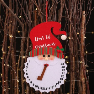 Decoratiune de Craciun Flippy, Advent calendar, numara zilele pana la Craciun, model Mos Craciun, material poliester, 37 x 22 cm, rosu - Img 5
