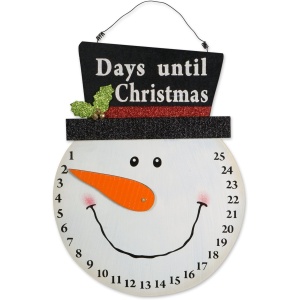 Decoratiune de Craciun Flippy, Advent calendar, numara zilele pana la Craciun, model Om de Zapada, material poliester, 17 x 13 cm, alb - Img 1