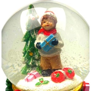 Decoratiune muzicala glob cu zapada, cu lumini si muzica, Mos Craciun, 15.5 cm, multicolor - Img 2