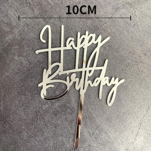Decoratiune Topper pentru Tort, Flippy, Model Happy Birthday, Tematica Aniversare, Arginitu, 10 cm - Img 2