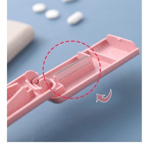 Dispozitiv taiere si depozitare medicamente, Flippy, Roz, Plastic, 8 x 4 x 1.8 cm - Img 4