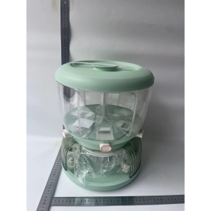Dozator Etajat de Cereale Flippy, Rotativ 360, 6 Compartimente, Capacitate 10L, Cofraj Special pentru Oua, Vas pentru Scurgerea Cerealelor, 35x27.5 cm, Verde - Img 13