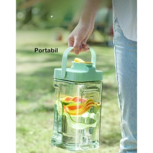 Dozator portabil pentru bauturi Flippy, 3.5 litri, capac etans, duza deschidere/inchidere, recipent din plastic, gradat, filtru, maner, pentru diverse bauturi, 29.7 x 14.1 x 14.4 cm, verde - Img 4