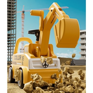 Excavator Manual pentru copii, Flippy, 3 ani, Sport, Claxon, Cutie Depozitare, Lumini, Scaun, 62x26x47 cm, Galben - Img 10
