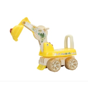 Excavator pentru Copii, Flippy, 1-3 Ani, Greutate Portanta 30 kg, Muzica si Lumini, Rotatie 360 Grade, 45 x 31 x 35 cm, 4 Roti, Galben - Img 2