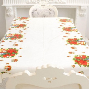 Fata de masa dreptunghiulara Flippy, PVC, 2.5 mm grosime, imprimeu clopotei, potrivit pentru Craciun, utilizare multipla, 180 x 108 cm, alb - Img 3