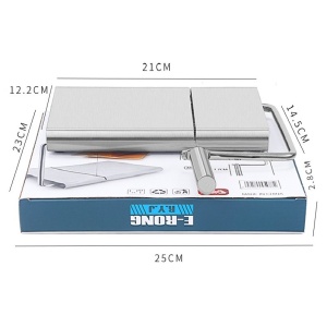 Feliator manual Flippy, pentru cascaval, salam, prajituri, unt, din otel inoxidabil, usor de curatat si utilizat, 5 lame de schimb incluse, picioare antiderapante, 21 x 12.2 x 2.8 cm, argintiu - Img 4