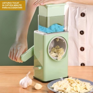 Feliator manual pentru legume Flippy, 3 lame din otel inxodabil, 3 tipuri de feliere, material carcasa ABS, latime maxima feliere 4 mm, baza de tip ventuza, usor si sigur de utilizat, 28.5 x 9,2 x 13.5 cm, verde - Img 6