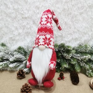 Figurina Decorativa, Pentru Craciun, Flippy, Spiridus, Omul Padurii cu Barba Lunga, Inaltime 47 cm, Rosu - Img 2