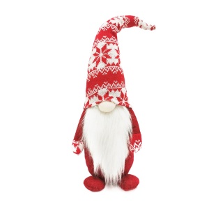 Figurina Decorativa, Pentru Craciun, Flippy, Spiridus, Omul Padurii cu Barba Lunga, Inaltime 47 cm, Rosu - Img 1