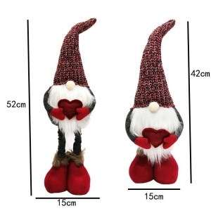 Figurina Decorativa, Pentru Craciun, Flippy, Spiridus, Omul Padurii Indragostit, Picioare Telescopice, Inaltime reglabila 42 - 52 cm, Rosu - Img 2