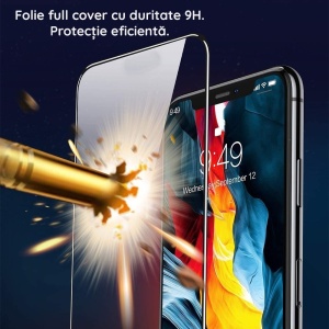 Folie Sticla Securizata, Flippy, Compatibila cu Oppo Reno 11F, Full Cover 111D, HD, Margini Negre, Transparenta - Img 5