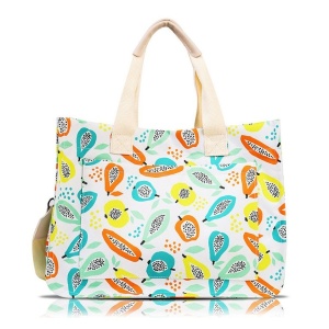 Geanta de Mana/Umar, Multifunctionala, Flippy, Inchidere cu Capsa, Imprimeu Fructe, Material Textil, 33.5 x 25 x 14.5 cm, Multicolor - Img 4