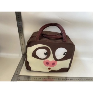 Geantă Frigorifică, Flippy, cu Desene Animat, Portabilă pentru Copii, de Prânz, din Pânză Oxford, 22x14x19 cm, Model Porc, Maro - Img 2