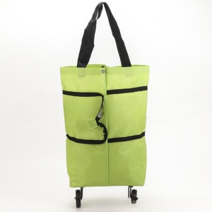 Geanta Pliabila, Flippy, 2 in 1, Carucior cu Roti, pentru Cumparaturi, 19 l, Verde, Plastic, 39 x 46 x 12 cm - Img 8