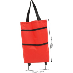 Geanta Pliabila, Flippy, 2 in 1, Carucior cu Roti, pentru Cumparaturi, 19 l, Rosu, Plastic, 39 x 46 x 12 cm - Img 8