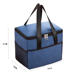 Geanta Termica Flippy pentru Pranz, Compartimente Telefon si Tacamuri, Multifunctionala, Impermeabila, 24x18x21 cm, Albastru - Img 6