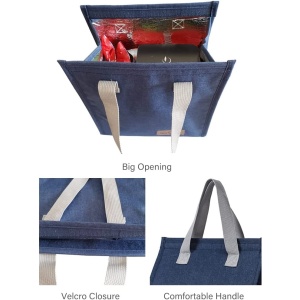 Geanta termoizolanta tip bento bag Flippy, camping cooler bag, Aluminiu, 22.5 x 13 cm, 3.3 L, albastru - Img 2