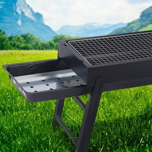 Gratar Portabil, Flippy, Confectionat din Metal, pentru Picnic, Gradina, Terasa, Camping, Dimensiuni Reduse, 60x22x23 cm, Negru - Img 3
