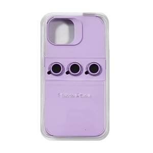 Husa Apple iPhone 14 Pro Max, Flippy, din Silicon Lichid, Interior din Microfibra, Lentile Fosforescente de Protectie Camera, Anti Amprenta, Rezistenta la Socuri, Mov - Img 2