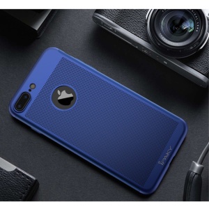 Husa Apple iPhone 7 Plus IPAKY Full Cover 360 Air cu Gauri Albastru + Folie Sticla - Img 2