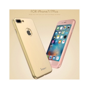 Husa Apple iPhone 7 Plus IPAKY Full Cover 360 Auriu + Folie Cadou - Img 5