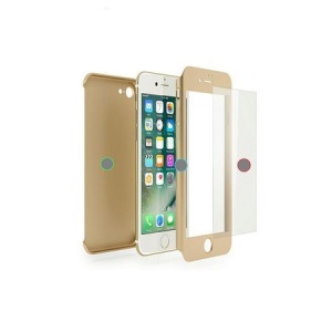 Husa Apple iPhone 8 IPAKY Full Cover 360 Auriu + Folie Cadou - Img 2