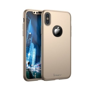 Husa Apple iPhone X IPAKY Full Cover 360 Auriu + Folie Cadou - Img 4