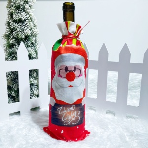 Husa Craciun pentru sticla de vin Flippy, tema Mos Craciun, material textil, 34 cm, multicolor - Img 6