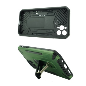 Husa de protectie Flippy compatibila cu Apple iPhone 11 Defender Model 4 cu suport, Verde deschis - Img 5